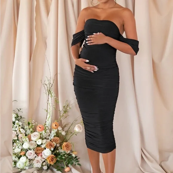 Dresses | Black Midi Maternity Dress | Poshmark Dresses | Black Midi Maternity Dress | Poshmark